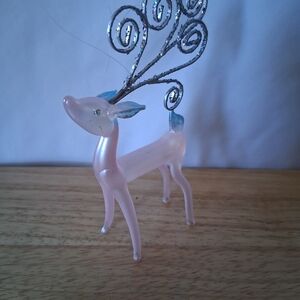 Pink and Silver Reindeer Christmas Ornament